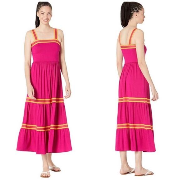 Ted Baker London Norabel Tiered Jersey Vest Midi Dress Pink Womens 6 (US 16) NWT - Picture 1 of 11